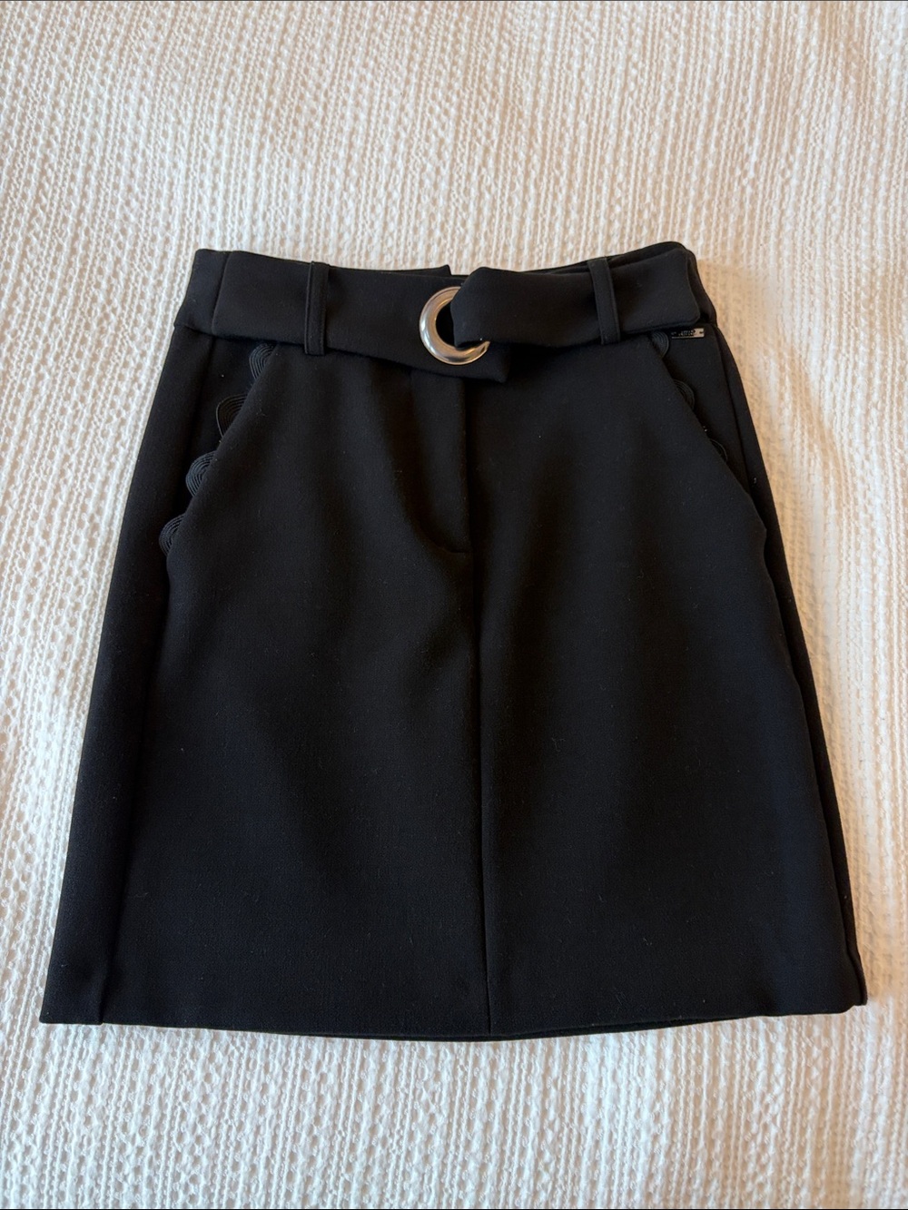 A/X Armani Exchange Black Mini Skirt with Silver Ring Belt